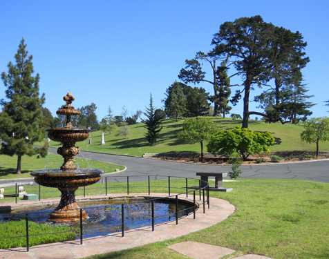 Photo of the Santa Barbara Cemetery's fountain near the front gate.