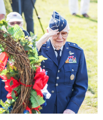 Photo of a Veteran at the Veterans Day Ceremony at the Santa Barbara Cemetery